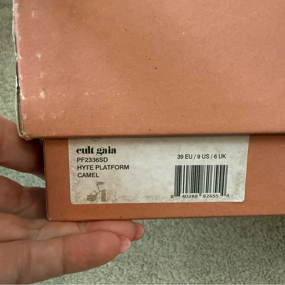 Cult Gaia‎ Hyte Suede Platform Sandals Camel US 9 EU 39